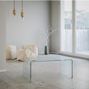  - Galaxy Couchtisch aus gebogenem Glas, 80 x 45 x 35 cm