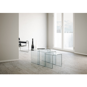  - Nest Triptych transparente Couchtische 34x34x34-38x38x38-42x42x42 cm
