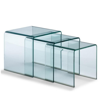 - Nest Triptych transparente Couchtische 34x34x34-38x38x38-42x42x42 cm