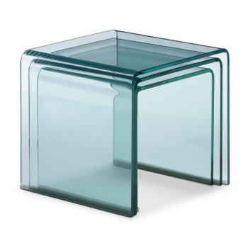  - Nest Triptych transparente Couchtische 34x34x34-38x38x38-42x42x42 cm