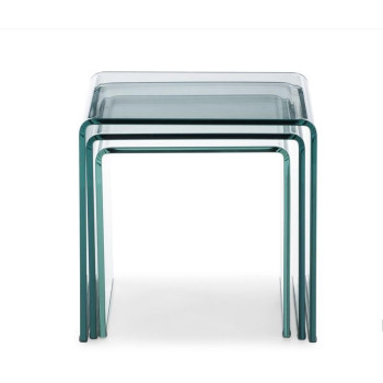  - Nest Triptych transparente Couchtische 34x34x34-38x38x38-42x42x42 cm