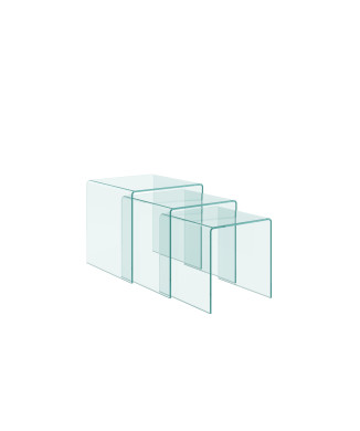  - Nest Triptych transparente Couchtische 34x34x34-38x38x38-42x42x42 cm