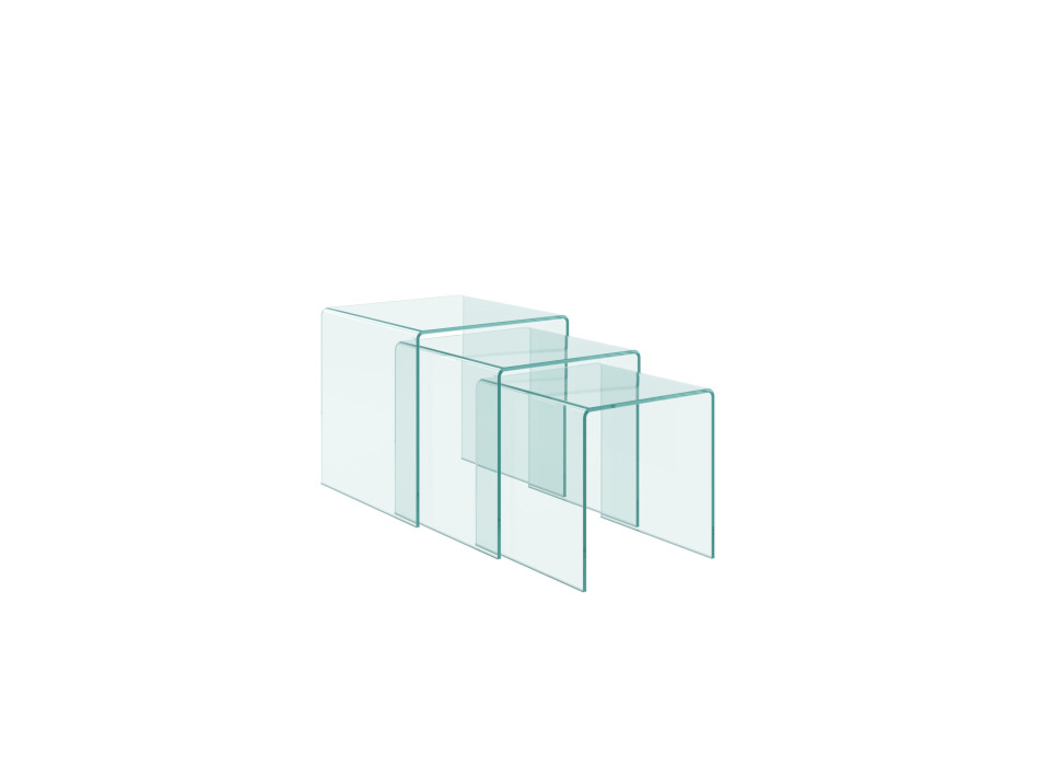  - Nest Triptych transparente Couchtische 34x34x34-38x38x38-42x42x42 cm