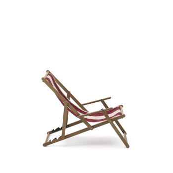Vilara Faltbare Outdoor-Hängematte in burgunderroten und beigen Streifen aus 100% FSC-zertifiziertem massivem Akazienholz.