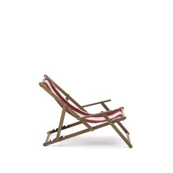 Vilara Faltbare Outdoor-Hängematte mit burgunderroten und beigen Streifen aus 100% FSC-zertifiziertem massivem Akazienholz.