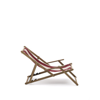 Vilara Faltbare Outdoor-Hängematte mit burgunderroten und beigen Streifen aus 100% FSC-zertifiziertem massivem Akazienholz.