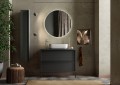 Badezimmerschrank mit 2 Schubladen und Edelstahlwaschbecken 