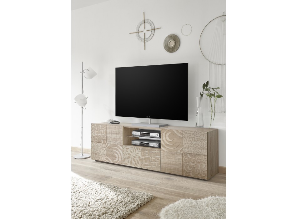 MIRO TV-Ständer mit 2 Türen und 1 Schublade, 181 x 57 x 43 cm