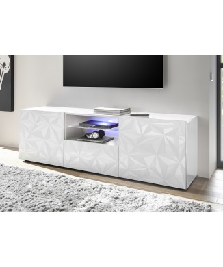 PRISMA TV-Ständer mit 2 Türen und 1 Schublade, weiß