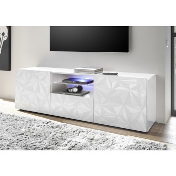 PRISMA TV-Ständer mit 2 Türen und 1 Schublade, weiß