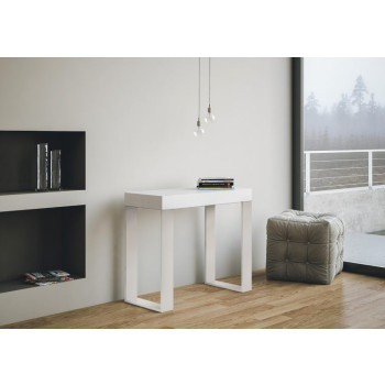 Ausziehbarer Konsolentisch 90x40/300 cm, Tecno-Gestell weiß