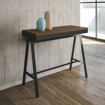 Banco Evolution Konsole mit anthrazitfarbenem Gestell – Ausziehbare Konsole 90 x 40/196 cm, Banco Small Evolution Natur-Eiche mit anthrazitfarbenem Gestell