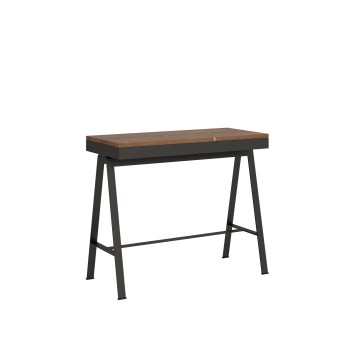 Banco Evolution Konsole mit anthrazitfarbenem Gestell – Ausziehbare Konsole 90 x 40/196 cm, Banco Small Evolution Natur-Eiche mit anthrazitfarbenem Gestell