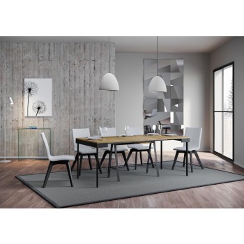 Banco Evolution Konsole mit anthrazitfarbenem Gestell – Ausziehbare Konsole 90 x 40/196 cm, Banco Small Evolution Natur-Eiche mit anthrazitfarbenem Gestell
