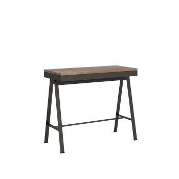 Banco Evolution Konsole mit anthrazitfarbenem Gestell – Ausziehbare Konsole 90 x 40/196 cm, Banco Small Evolution Natur-Eiche mit anthrazitfarbenem Gestell