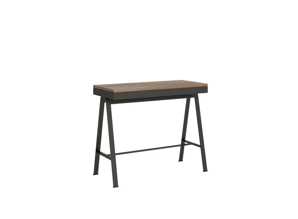 Banco Evolution Konsole mit anthrazitfarbenem Gestell – Ausziehbare Konsole 90 x 40/196 cm, Banco Small Evolution Natur-Eiche mit anthrazitfarbenem Gestell