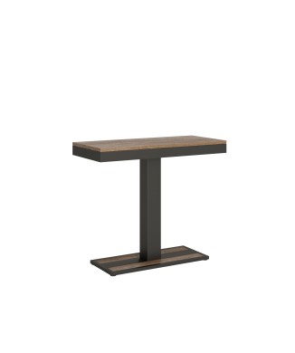 Capital Evolution Konsolentisch mit anthrazitfarbenem Gestell – Ausziehbarer Konsolentisch 90 x 40/196 cm, Capital Small Evolution Natur-Eiche mit anthrazitfarbenem Gestell