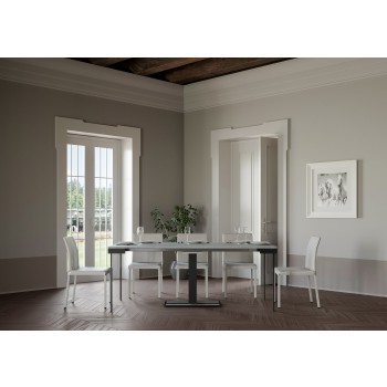 Capital Evolution Konsolentisch mit anthrazitfarbenem Gestell – Ausziehbarer Konsolentisch 90 x 40/300 cm, Capital Evolution Eiche Natur mit anthrazitfarbenem Gestell