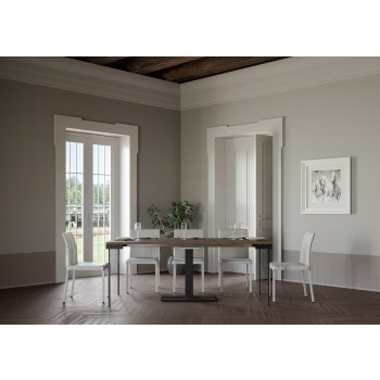 Capital Evolution Konsolentisch mit anthrazitfarbenem Gestell – Ausziehbarer Konsolentisch 90 x 40/300 cm, Capital Evolution Eiche Natur mit anthrazitfarbenem Gestell