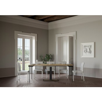 Capital Evolution Konsolentisch mit anthrazitfarbenem Gestell – Ausziehbarer Konsolentisch 90 x 40/300 cm, Capital Evolution Eiche Natur mit anthrazitfarbenem Gestell