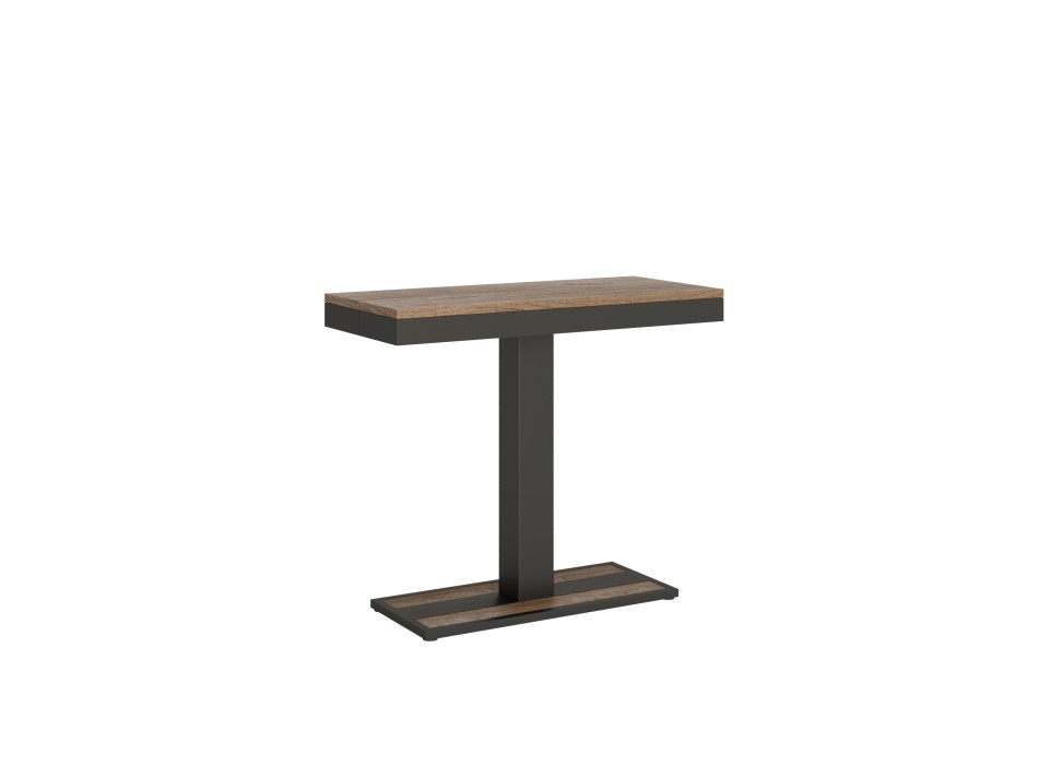 Capital Evolution Konsolentisch mit anthrazitfarbenem Gestell – Ausziehbarer Konsolentisch 90 x 40/300 cm, Capital Evolution Eiche Natur mit anthrazitfarbenem Gestell