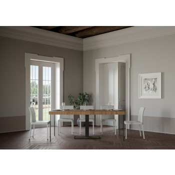 Capital Konsolentisch mit anthrazitfarbenem Gestell – Ausziehbarer Konsolentisch 90 x 40/196 cm, Capital Small Premium, Eiche natur, mit anthrazitfarbenem Gestell
