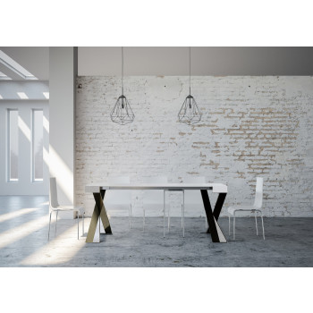 Diago Konsolentisch mit anthrazitfarbenen Beinen – Diago Kleiner ausziehbarer Konsolentisch 90 x 40/196 cm mit Beinen aus weißer Esche und anthrazitfarbenen Beinen