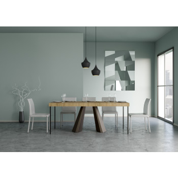 Diamante Konsolentisch mit Bärenbeinen – Ausziehbarer Konsolentisch 90 x 40/196 cm Diamante Small Premium Natur-Eiche mit Bärengestell