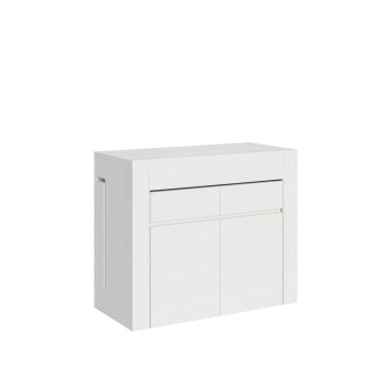 Evolve Konsolentisch mit unterer und oberer Sitzbank – Ausziehbarer Konsolentisch 90 x 42/302 cm, Evolve, Esche weiß, mit internen Auszügen und unterer und oberer Sitzbank