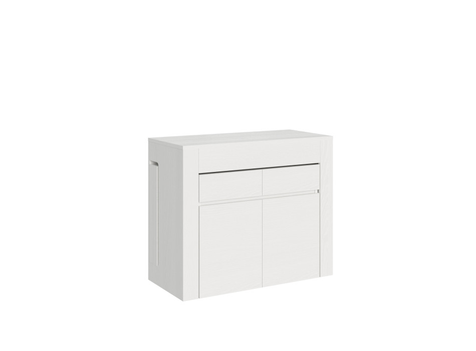 Evolve Konsolentisch mit unterer und oberer Sitzbank – Ausziehbarer Konsolentisch 90 x 42/302 cm, Evolve, Esche weiß, mit internen Auszügen und unterer und oberer Sitzbank