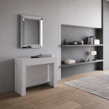 Evolve Konsole – Ausziehbare Konsole 90 x 42/302 cm, Evolve Esche weiß mit internen Erweiterungen