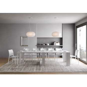 Evolve Konsole – Ausziehbare Konsole 90 x 42/302 cm, Evolve Esche weiß mit internen Erweiterungen