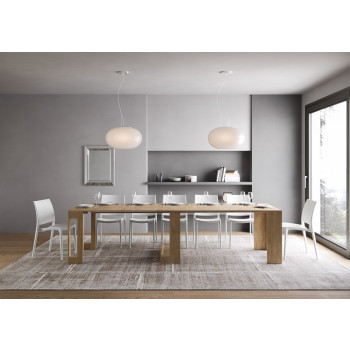 Evolve Konsole – Ausziehbare Konsole 90 x 42/302 cm, Evolve Esche weiß mit internen Erweiterungen