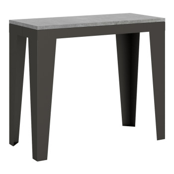 Flame Evolution Konsolentisch mit anthrazitfarbenen Beinen und Gestell – Ausziehbarer Konsolentisch Flame Small Evolution 90 x 40/196 cm mit Gestell aus weißer Esche und anthrazitfarbenen Beinen