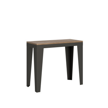 Flame Evolution Konsolentisch mit anthrazitfarbenen Beinen und Gestell – Ausziehbarer Konsolentisch Flame Small Evolution 90 x 40/196 cm mit Gestell aus weißer Esche und anthrazitfarbenen Beinen