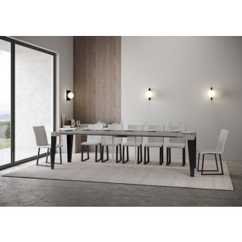 Flame Konsolentisch mit anthrazitfarbenen Beinen – 90 x 40/300 cm, ausziehbarer Flame Konsolentisch mit Beinen aus weißer Esche und Anthrazit