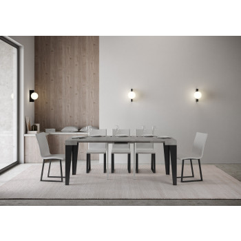 Flame Konsolentisch mit anthrazitfarbenen Beinen – 90 x 40/300 cm, ausziehbarer Flame Konsolentisch mit Beinen aus weißer Esche und Anthrazit