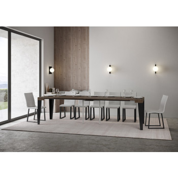 Flame Konsolentisch mit anthrazitfarbenen Beinen – 90 x 40/300 cm, ausziehbarer Flame Konsolentisch mit Beinen aus weißer Esche und Anthrazit