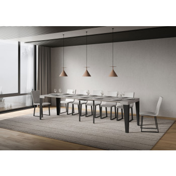Flame Konsolentisch mit anthrazitfarbenen Beinen – 90 x 40/300 cm, ausziehbarer Flame Konsolentisch mit Beinen aus weißer Esche und Anthrazit