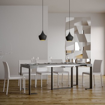 Futura Konsolentisch mit anthrazitfarbenem Gestell – Ausziehbarer Konsolentisch 90 x 40/196 cm Futura Small, Weiß-Esche mit anthrazitfarbenem Gestell