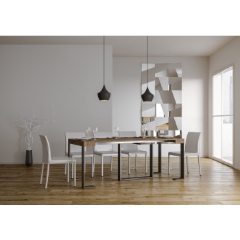 Futura Konsolentisch mit anthrazitfarbenem Gestell – Ausziehbarer Konsolentisch 90 x 40/196 cm Futura Small, Weiß-Esche mit anthrazitfarbenem Gestell