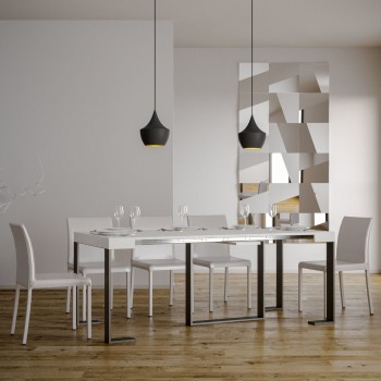 Futura Konsolentisch mit anthrazitfarbenem Gestell – Ausziehbarer Konsolentisch 90 x 40/196 cm Futura Small, Weiß-Esche mit anthrazitfarbenem Gestell