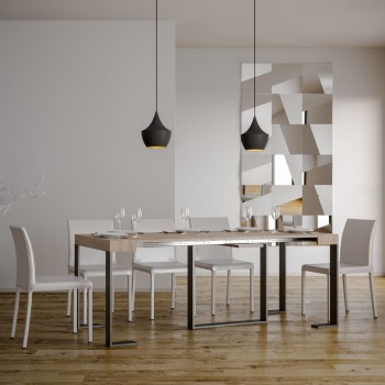 Futura Konsolentisch mit anthrazitfarbenem Gestell – Ausziehbarer Konsolentisch 90 x 40/196 cm Futura Small, Weiß-Esche mit anthrazitfarbenem Gestell