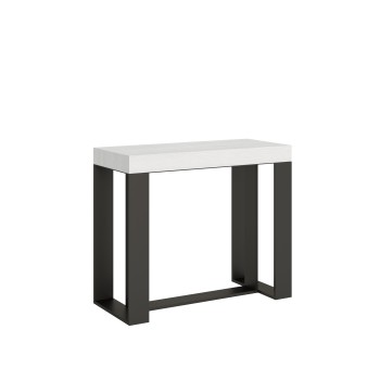 Futura Konsolentisch mit anthrazitfarbenem Gestell – Ausziehbarer Konsolentisch 90 x 40/196 cm Futura Small, Weiß-Esche mit anthrazitfarbenem Gestell