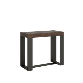 Futura Konsolentisch mit anthrazitfarbenem Gestell – Ausziehbarer Konsolentisch 90 x 40/196 cm Futura Small Premium Natur Eiche mit anthrazitfarbenem Gestell