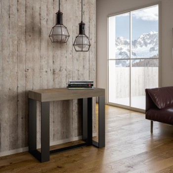 Futura Konsolentisch mit anthrazitfarbenem Gestell – Ausziehbarer Konsolentisch 90 x 40/300 cm, Futura Premium Eiche Natur mit anthrazitfarbenem Gestell