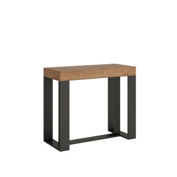 Futura Konsolentisch mit anthrazitfarbenem Gestell – Ausziehbarer Konsolentisch 90 x 40/300 cm, Futura Premium Eiche Natur mit anthrazitfarbenem Gestell