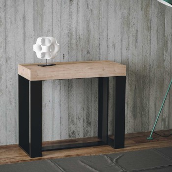 Futura Konsolentisch mit anthrazitfarbenem Gestell – Ausziehbarer Konsolentisch 90 x 40/300 cm, Futura Premium Eiche Natur mit anthrazitfarbenem Gestell