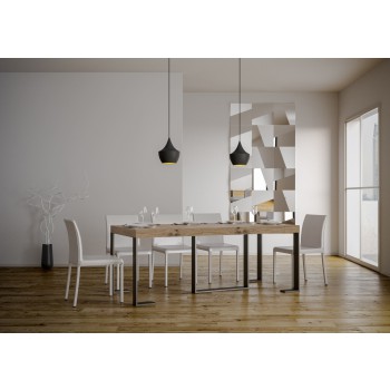 Futura Konsolentisch mit anthrazitfarbenem Gestell – Ausziehbarer Konsolentisch 90 x 40/300 cm, Futura Premium Eiche Natur mit anthrazitfarbenem Gestell