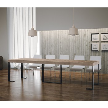 Futura Konsolentisch mit anthrazitfarbenem Gestell – Ausziehbarer Konsolentisch 90 x 40/300 cm, Futura Premium Eiche Natur mit anthrazitfarbenem Gestell